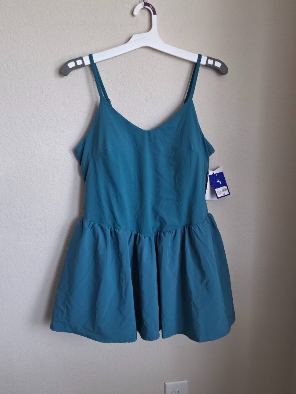 JoyLab teal blue drop waist athletic mini dress with shorts NWT XXL